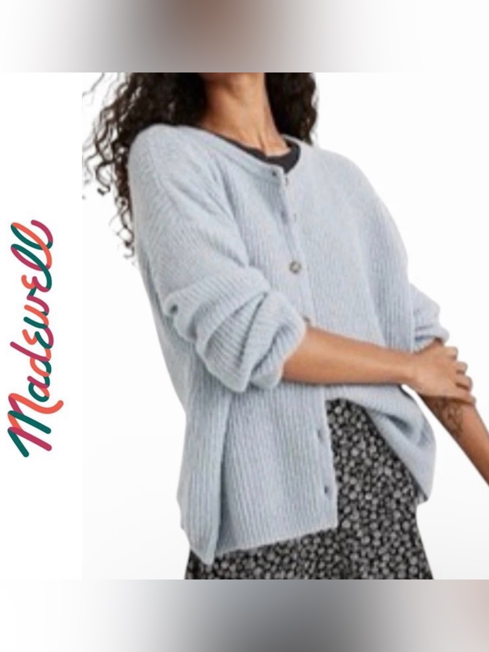 Madewell Women’s Sz M Dusty Pool Alpaca Blend Bellaire Cardigan Sweater